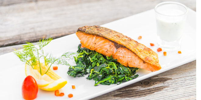 Garlic Salmon glazed with brown sugar